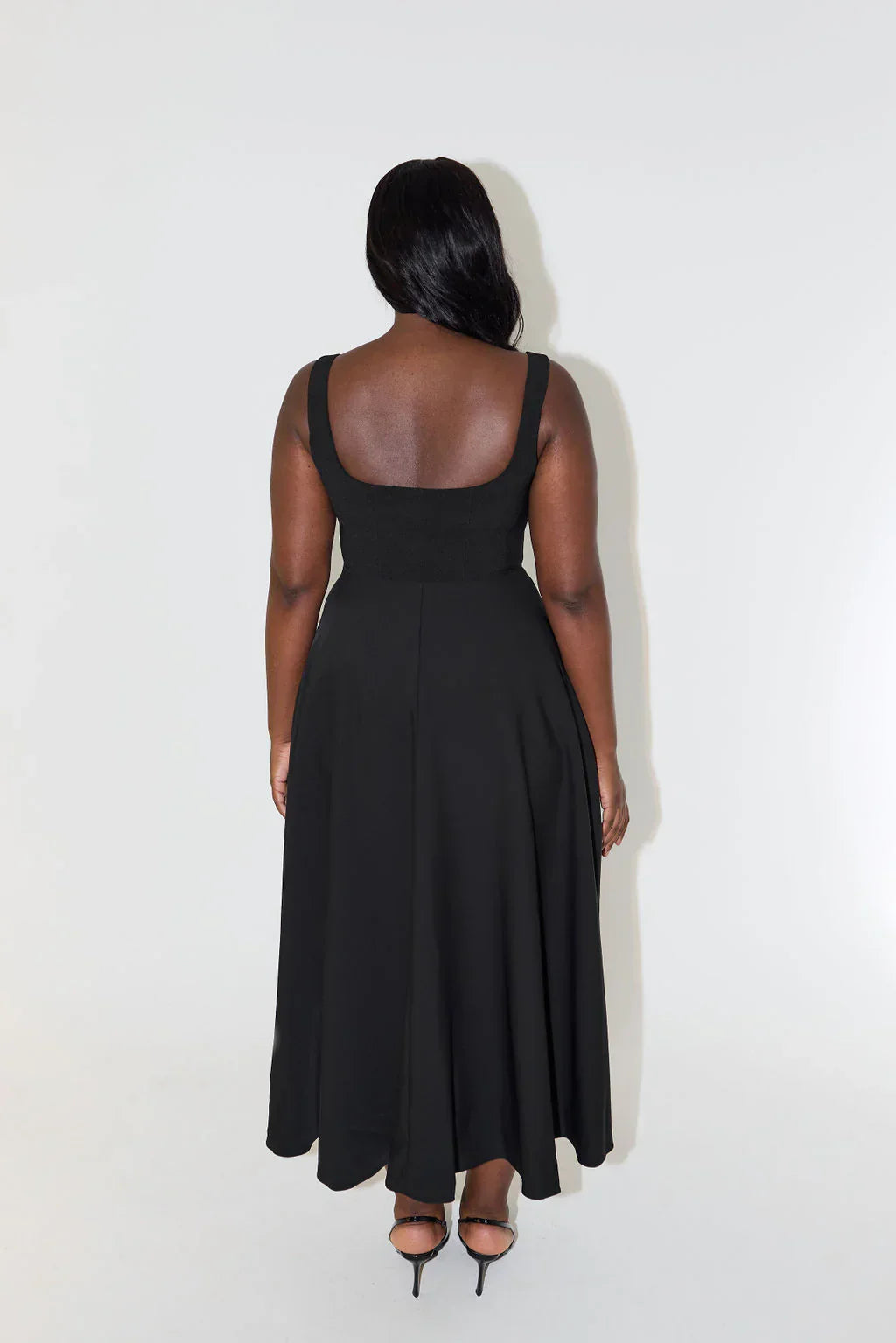 High Waist Square Neck Midi Dress